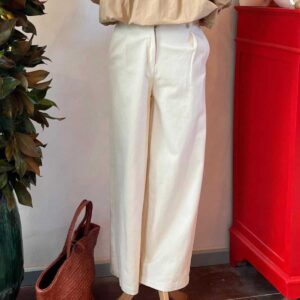 Pantalón Corte Recto Beige Claro