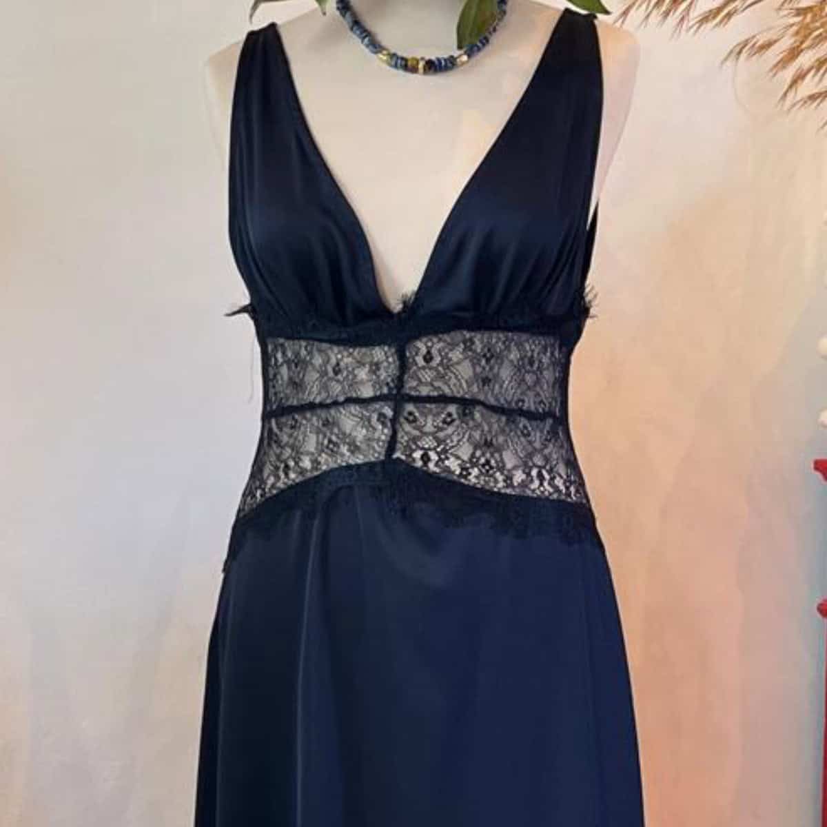 Vestido Satinado Azul - Imagen 2