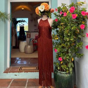 Vestido Flecos Terracota